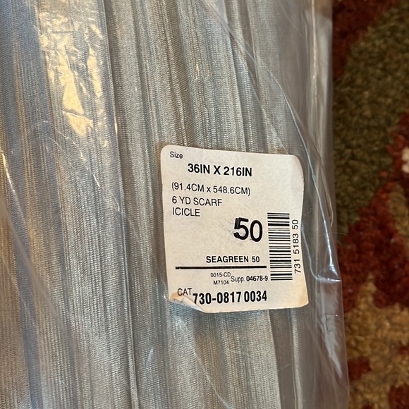 Vtg JC PENNY Window Scarf Valance Size 91.4" X 216 Sea-green SeaFoam Wrinkle NEW - Picture 3 of 12